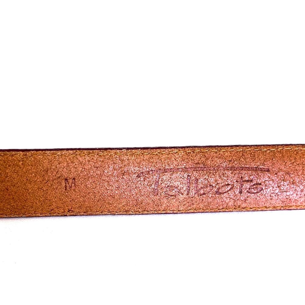 Vintage 90s Talbots Artsy Western Womens Belt Size M Cognac Leather Skinny Work‎ - Picture 7 of 9